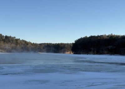 Courtyard and beach at Cedar Lodge and Settlement in Wisconsin Dells, Cabin rentals, waterfront resort