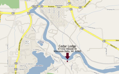 Cedar Lodge is located on the Scenic WI River (Surrounded by Nature) Yet Close to the Famous Dells Strips