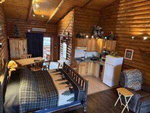 Waterfront resort, River view Kitchenette lodging on the lower dells WI. River at Cedar Lodge and Settlement