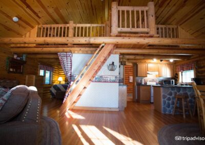 Log Cabin with loft, full kitchen, whirlpool, lodging on the lower dells WI. River at Cedar Lodge and Settlement, cabin rentals