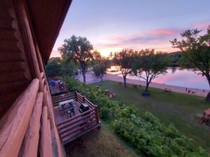 Waterfront resort, River view lodging on the lower dells WI. River at Cedar Lodge and Settlement