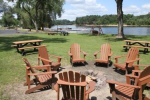 Bonfire on Courtyard at Cedar Lodge in Wisconsin Dells