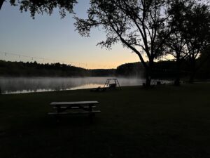 Steam off the WI River, Lower Dells, Cedar Lodge and Settlement