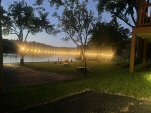 LED Lights on courtyard at Cedar Lodge and Settlement in Wis Dells