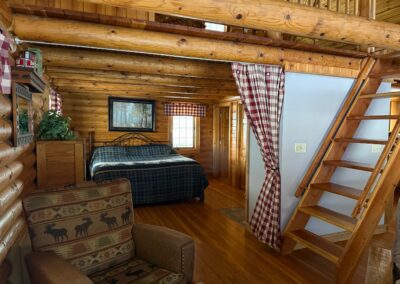 Log Cabin with loft, full kitchen, whirlpool, lodging on the lower dells WI. River at Cedar Lodge and Settlement, cabin rentals