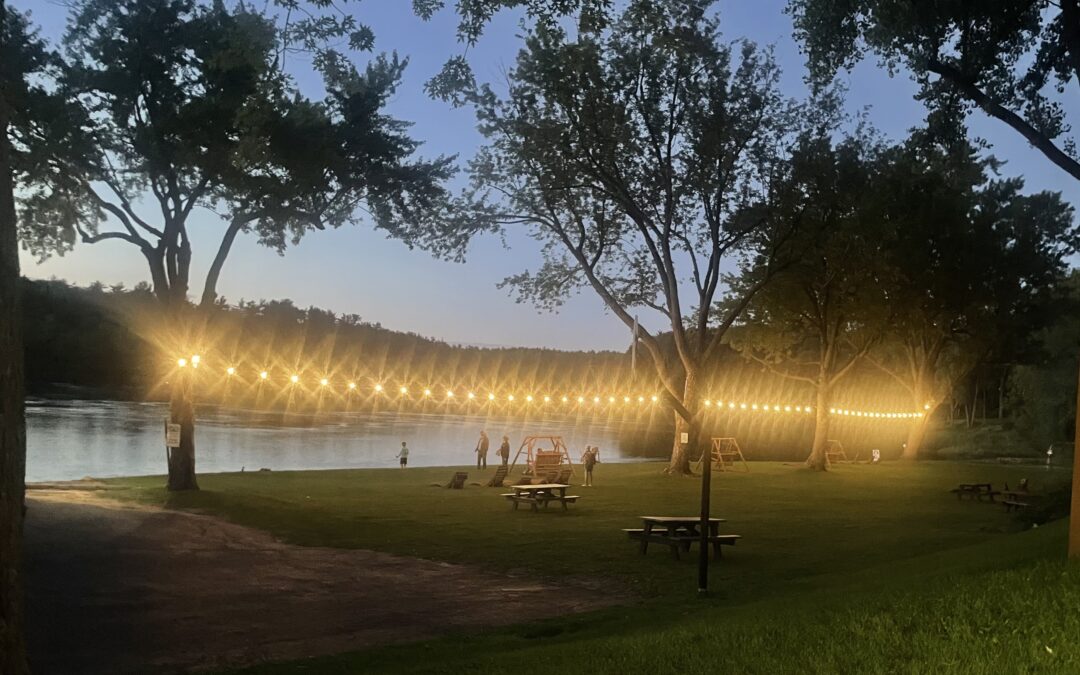 LED Lights on courtyard at Cedar Lodge and Settlement in Wis Dells