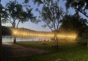 LED Lights on courtyard at Cedar Lodge and Settlement in Wis Dells