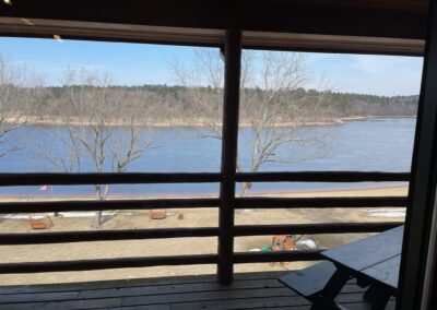 Deluxe Lodge room Balcony, lodging on the lower dells WI. River at Cedar Lodge and Settlement