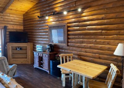 Deluxe Lodge room King Bed, lodging on the lower dells WI. River at Cedar Lodge and Settlement