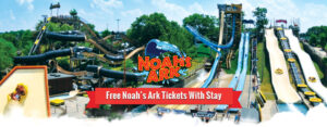 Noah's Ark waterpark included with stay at Cedar Lodge and Settlement in Wisconsin Dells, Cabin rentals, waterfront resort